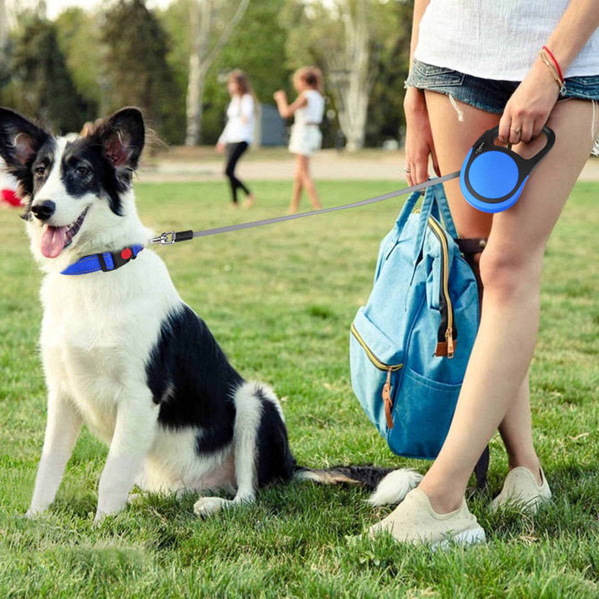 Retractable Dog Leash for Small Dogs, 16Ft anti Slip Handle Dog Leashes for Medium Dog, Blue