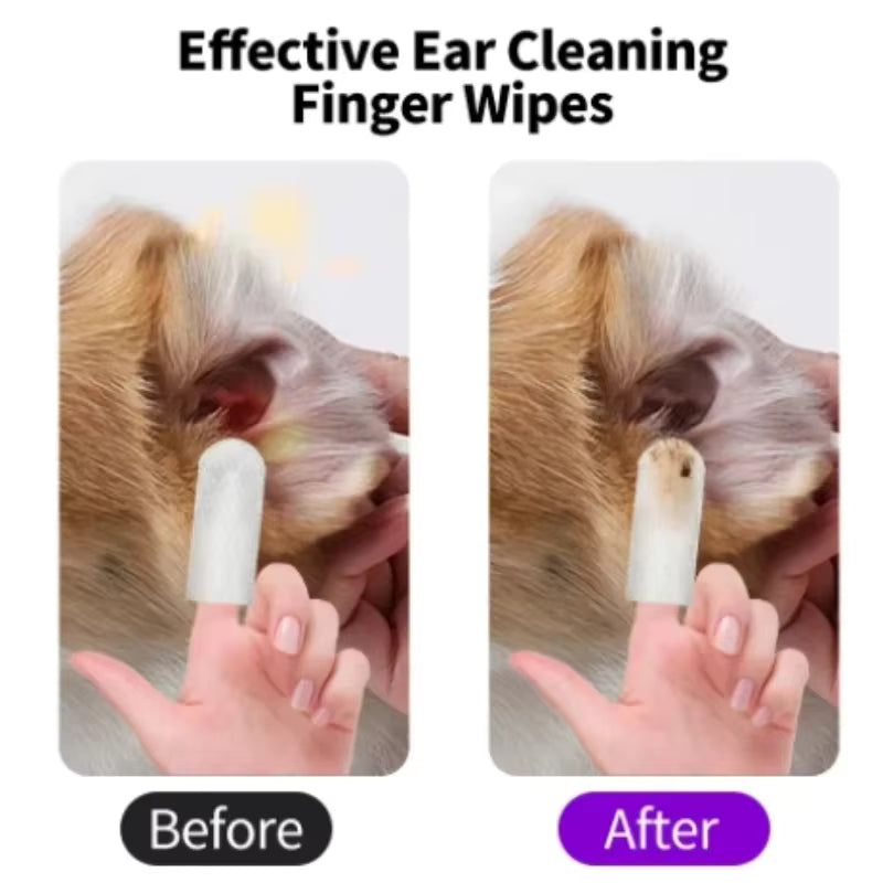 Pet Ear Cleaning Wipes – Disposable Finger Cover for Dogs & Cats