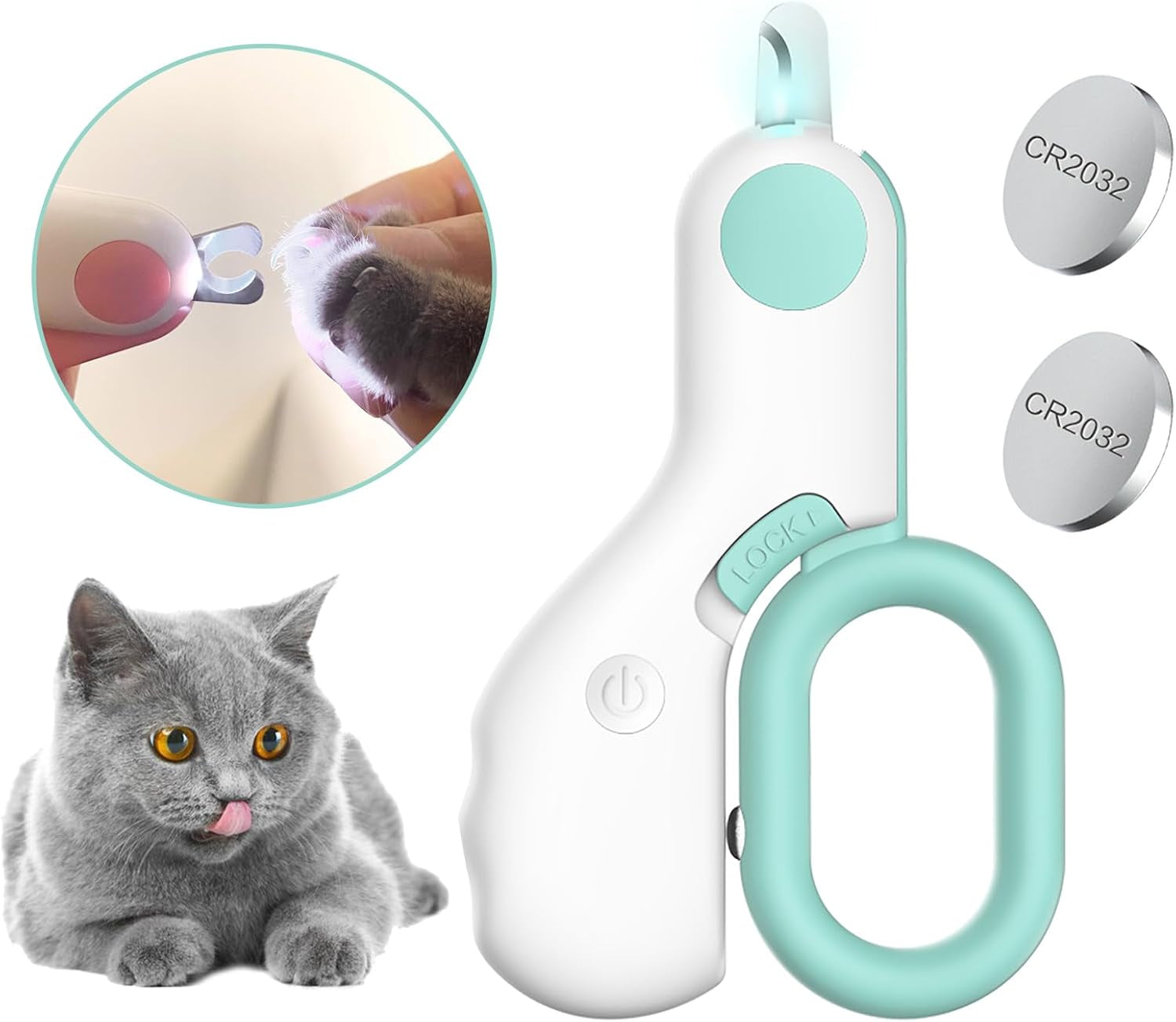 Pet Nail Clippers with LED Lights Cat Nail Clippers for Indoor Cats Nail Trimmer Clippers for Small Dog Nail Trimmers Cats Rabbits Nail Clippers Bird Kittens (Blue)