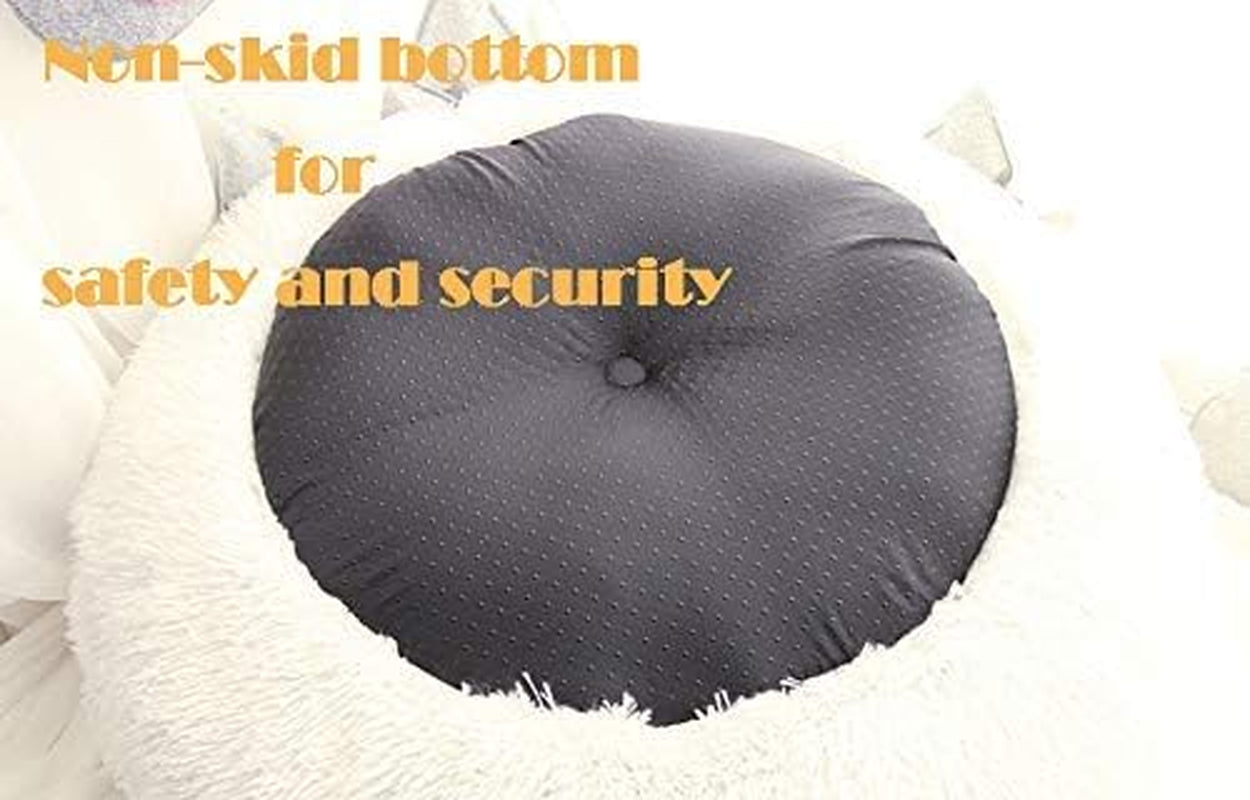 Modern Soft Plush round Pet Bed for Cats or Small Dogs, Mini Medium Sized Dog Cat Bed Self Warming Autumn Winter Indoor Snooze Sleeping Cozy Kitty Teddy Kennel (20''D X 8'' H, Dark Grey)