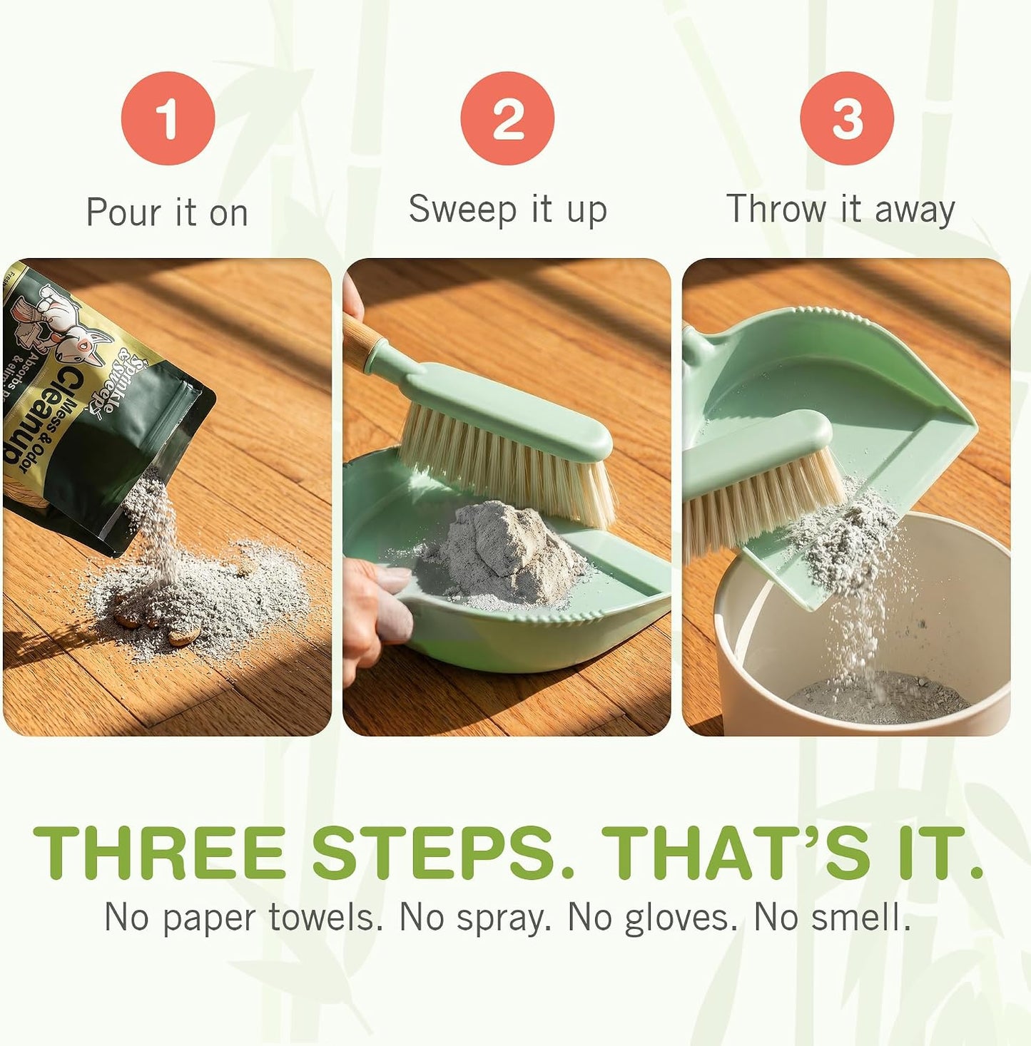 : Pet Mess & Odor Cleanup Duo - 15Oz Bag & Dustpan Broom - Dog Accident Clumping Powder, Remove Urine-Poop-Vomit from Hard Services