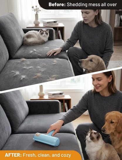 Pet Hair Removal Tool: Reusable Lint Roller for Pet Hair - Portable Pet Hair Remover - Dog and Cat Hair Remover for Couch, Bedding, Car, Rugs & Furniture, for Multi-Pet Homes (Blue)