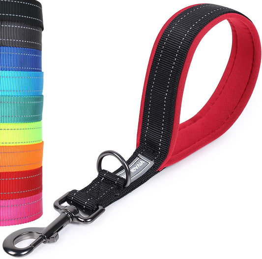 Short Dog Leash Closelyt Traffic Leash for Dog, 12In, Black/Red