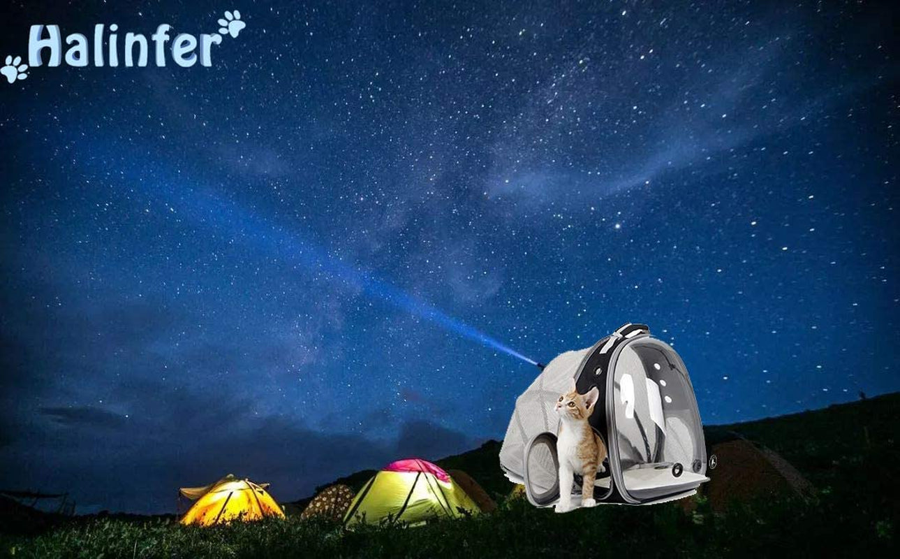 Cat Bubble Backpack with Ventilation Fan, Accommodates Pets up to 12 lbs, Astronaut-Inspired Clear Window Travel Carrier for Cats and Small Dogs