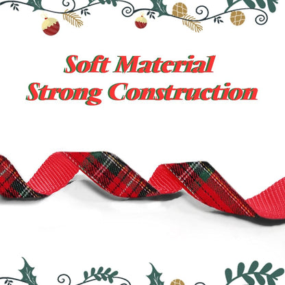 Christmas Buffalo Dog Collar and Leash Set, Classic Plaid Collar with Removable Bowtie and Matching Leash for Medium Dogs