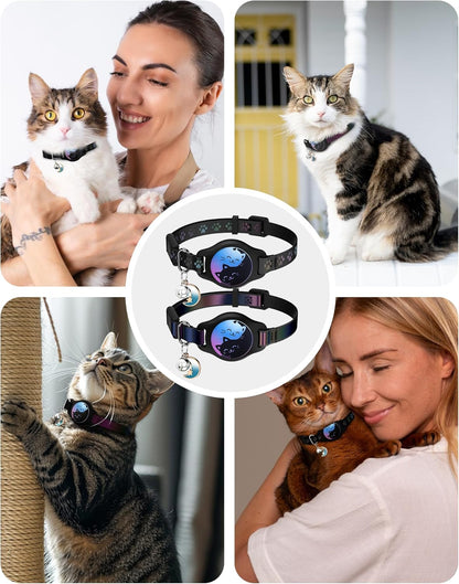 Airtag Cat Collar Breakaway, 2 Pack Cat Collar with Apple Airtag Holder