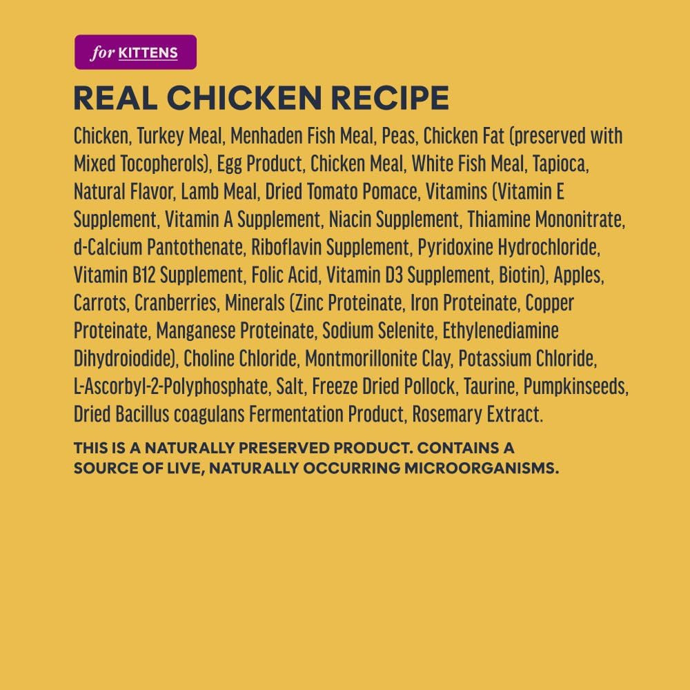 Original Kitten Dry Food, Raw Coated, Real Chicken, 4.5 Lb. Bag