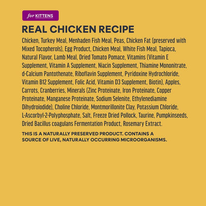 Original Kitten Dry Food, Raw Coated, Real Chicken, 4.5 Lb. Bag