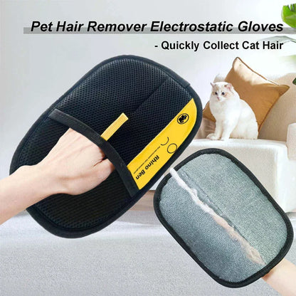 Upgraded Electrostatic Pet Hair Removal Glove for Cats and Dogs - Reusable Fur Remover for Furniture and Home Use