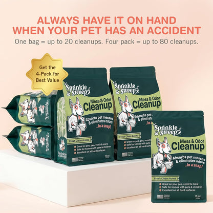 : Pet Mess & Odor Cleanup Duo - 15Oz Bag & Dustpan Broom - Dog Accident Clumping Powder, Remove Urine-Poop-Vomit from Hard Services