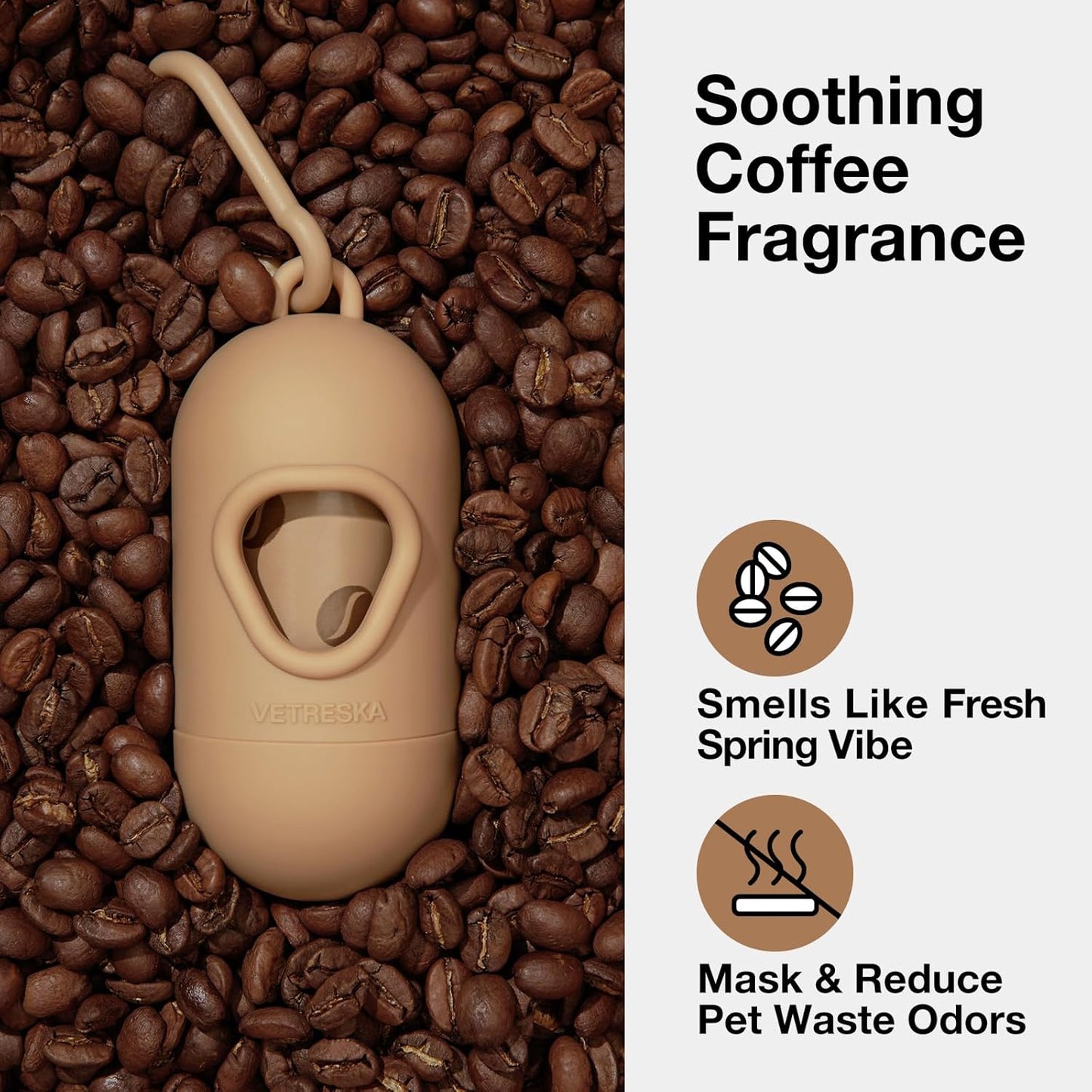 Dog Poop Bags Dispenser with Coffee Scented Waste Bags, 105 Counts