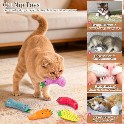 Catnip Cat Toys for Indoor Cats, Vegetable Shape 5 Pack
