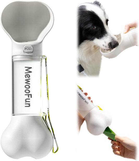 Portable Dog Water Bottle,Leak Proof Dog Travel Water Bottle with Poop Bag Dispenser for Walking,Hiking,On the Go Car Rides Pets Drinking