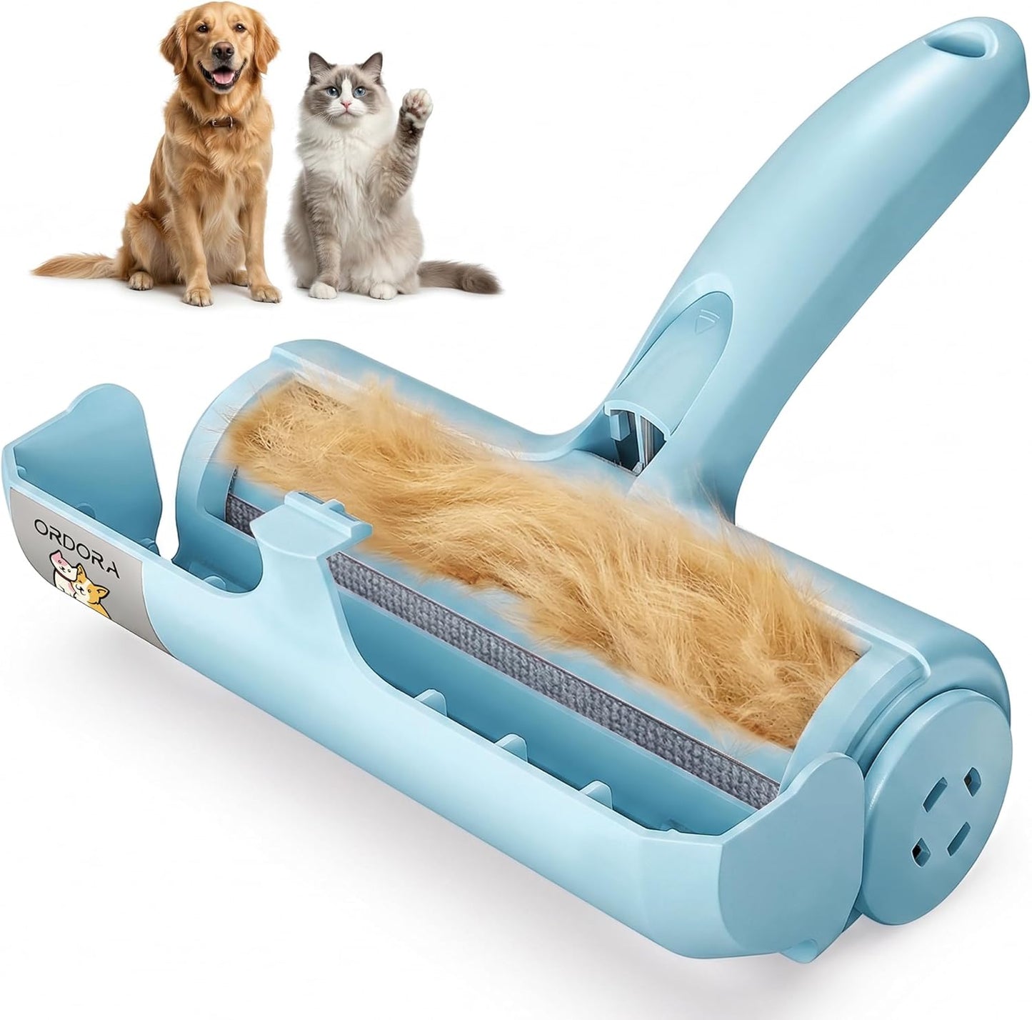 Pet Hair Removal Tool: Reusable Lint Roller for Pet Hair - Portable Pet Hair Remover - Dog and Cat Hair Remover for Couch, Bedding, Car, Rugs & Furniture, for Multi-Pet Homes (Blue)