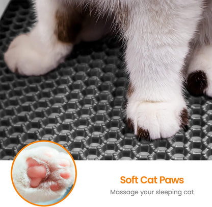 Cat Litter Mat Kitty Litter Trapping Mat 18” X17” Honeycomb Double Layer, Urine Waterproof, Easier to Clean, Litter Box Mat Scatter Control, Less Waste, Soft on Paws, Non-Slip