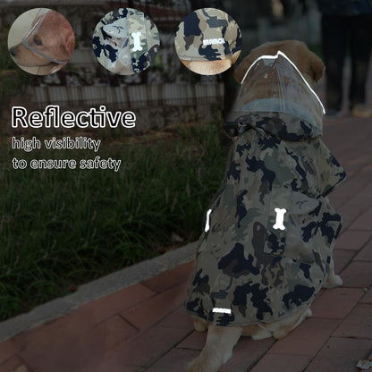 Waterproof Dog Raincoat, Adjustable Reflective Lightweight Pet Rain Clothes with Poncho Hood(Xx-Large,Camo)