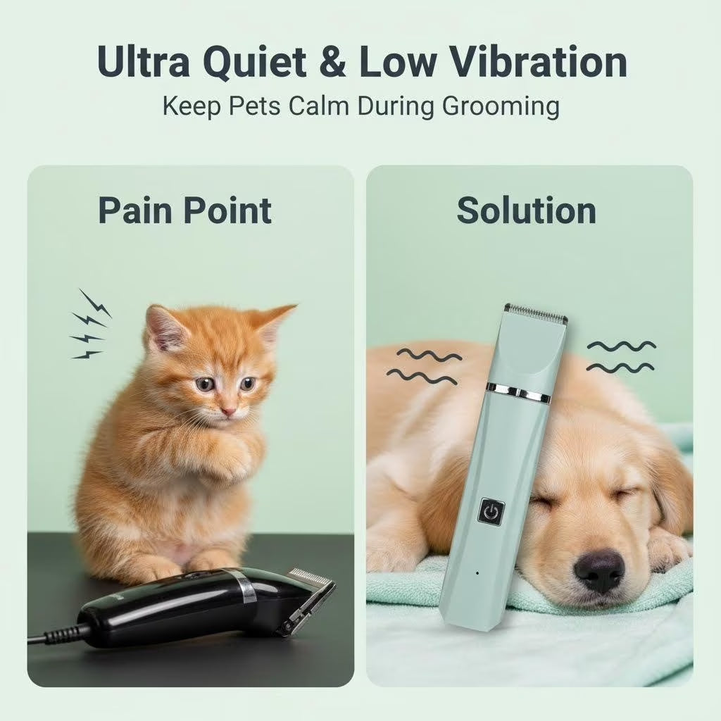 Dogs Hair Clippers Grooming Kit with Nail Grinder,  4 in 1 Cordless Electric Trimmer Low Noise USB Rechargeable Pet Clippers for Small and Large Dogs Cats Animals