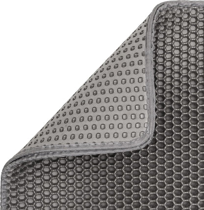 Cat Litter Mat Kitty Litter Trapping Mat 18” X17” Honeycomb Double Layer, Urine Waterproof, Easier to Clean, Litter Box Mat Scatter Control, Less Waste, Soft on Paws, Non-Slip
