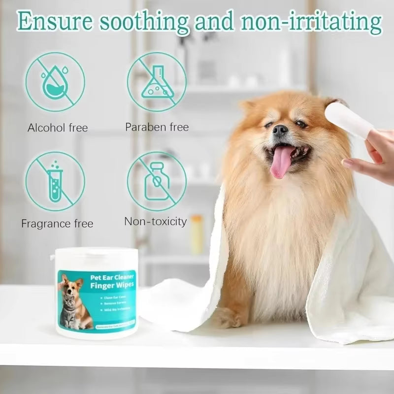 Pet Ear Cleaning Wipes – Disposable Finger Cover for Dogs & Cats