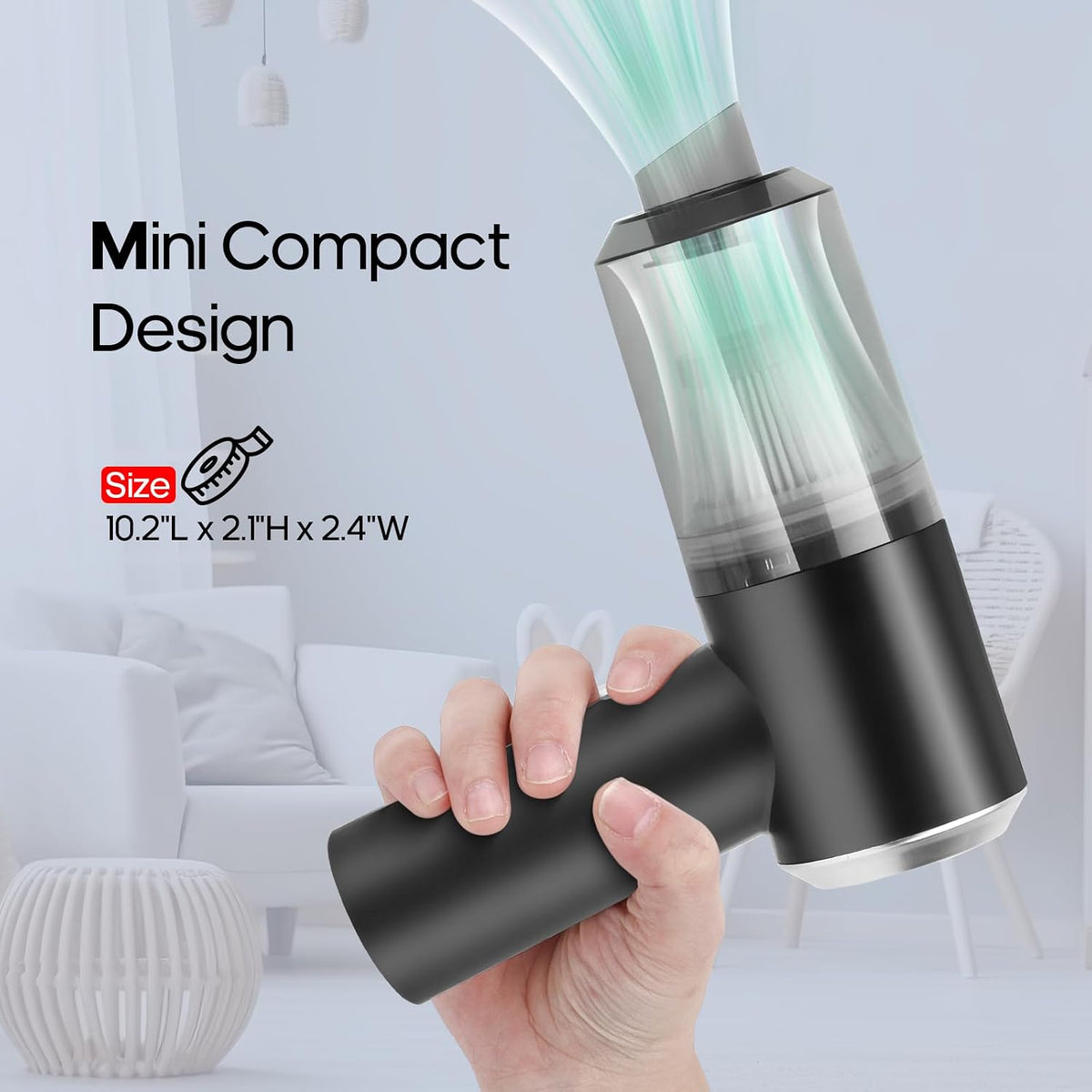 Mini Cordless Handheld Vacuum for Car, Keyboard, Laptop, Home, Black