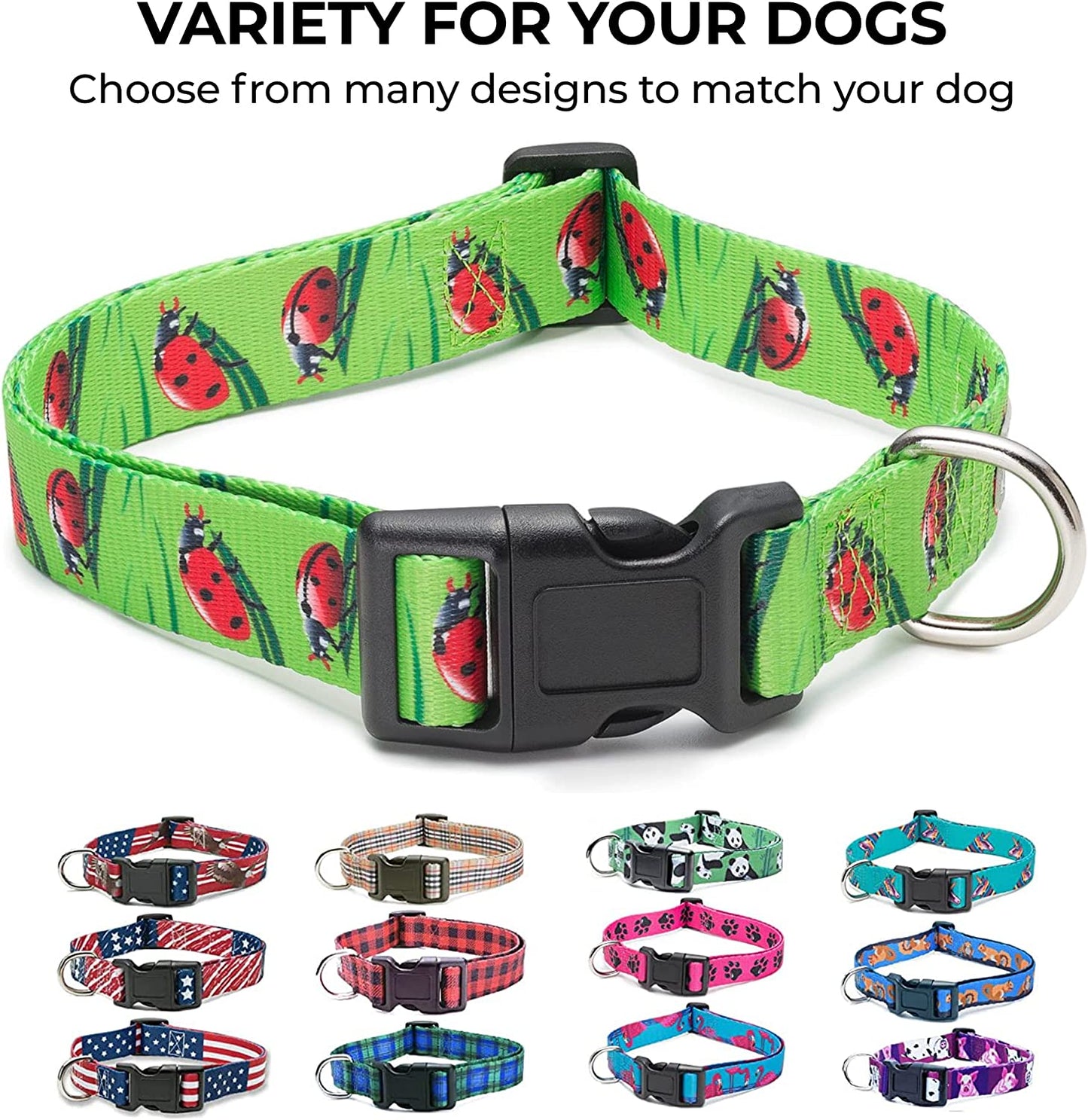 Flamingo-Inspired Large Dog Collar with Animal Bug Theme
