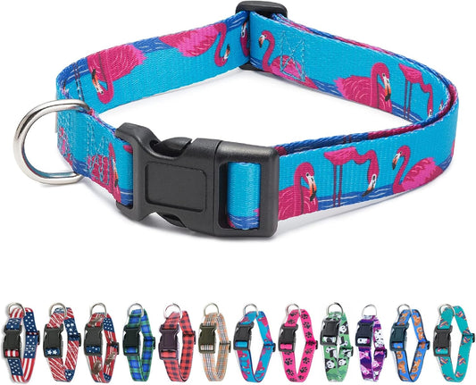 Flamingo-Inspired Large Dog Collar with Animal Bug Theme