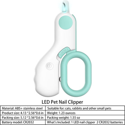 Pet Nail Clippers with LED Lights Cat Nail Clippers for Indoor Cats Nail Trimmer Clippers for Small Dog Nail Trimmers Cats Rabbits Nail Clippers Bird Kittens (Blue)