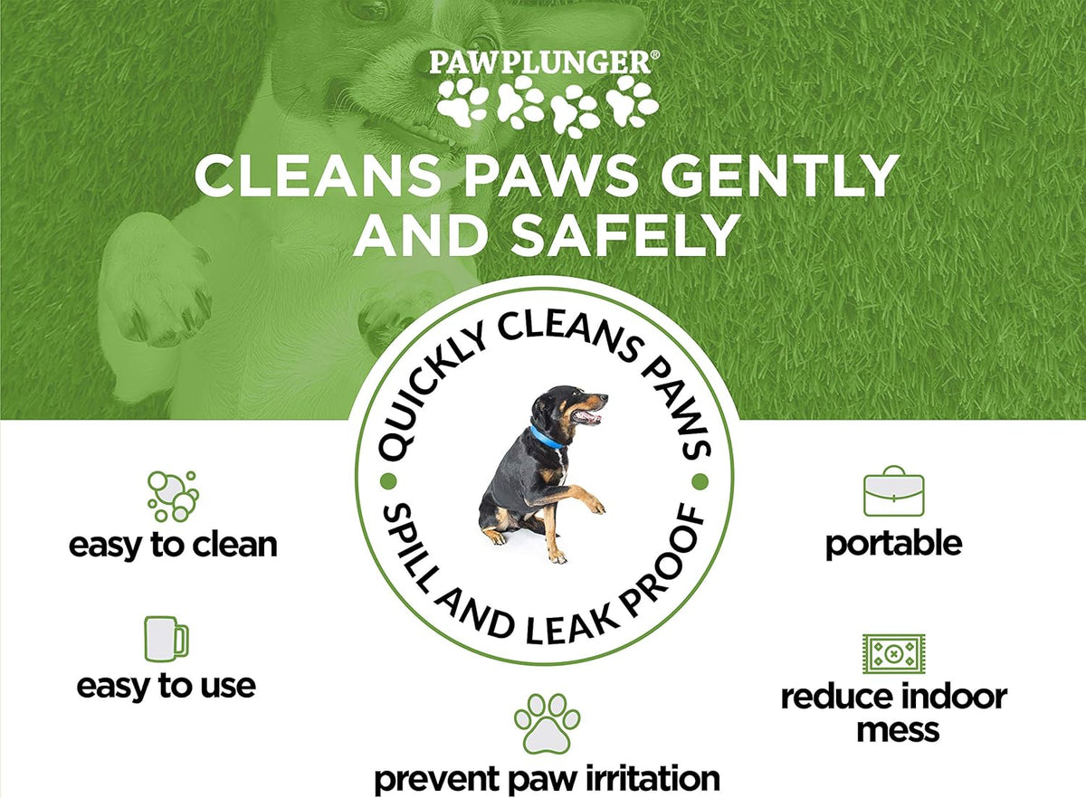 Paw Plunger – Dog Paw Cleaner - Dog and Puppy Essentials - Portable Dirty Paw Washer - Ideal for Medium Dogs - Black
