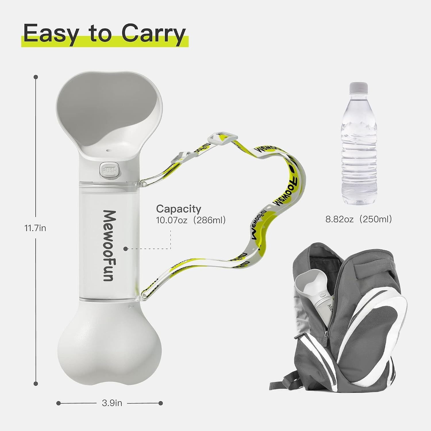 Portable Dog Water Bottle,Leak Proof Dog Travel Water Bottle with Poop Bag Dispenser for Walking,Hiking,On the Go Car Rides Pets Drinking