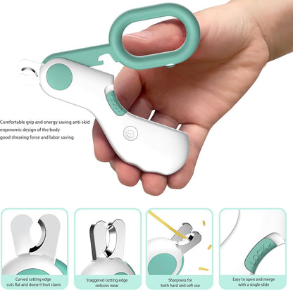 Pet Nail Clippers with LED Lights Cat Nail Clippers for Indoor Cats Nail Trimmer Clippers for Small Dog Nail Trimmers Cats Rabbits Nail Clippers Bird Kittens (Blue)