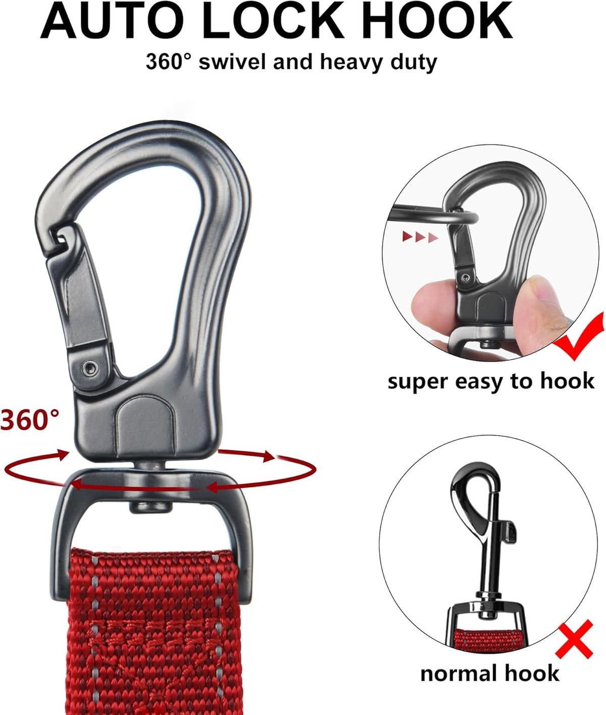 4FT 1IN Heavy Duty Dog Leash for Large Dogs with 2 Padded Handles
