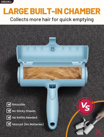 Pet Hair Removal Tool: Reusable Lint Roller for Pet Hair - Portable Pet Hair Remover - Dog and Cat Hair Remover for Couch, Bedding, Car, Rugs & Furniture, for Multi-Pet Homes (Blue)