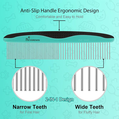 Dog Brush for Shedding, Self-Cleaning Slicker Brush, Short & Long Haired Pets, Removes Mats, Tangles, Loose Fur, Gentle on Skin, Ideal for Small, Medium, Large Dogs, Pet Comb, Aqua Green