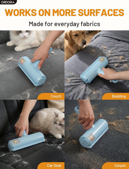 Pet Hair Removal Tool: Reusable Lint Roller for Pet Hair - Portable Pet Hair Remover - Dog and Cat Hair Remover for Couch, Bedding, Car, Rugs & Furniture, for Multi-Pet Homes (Blue)