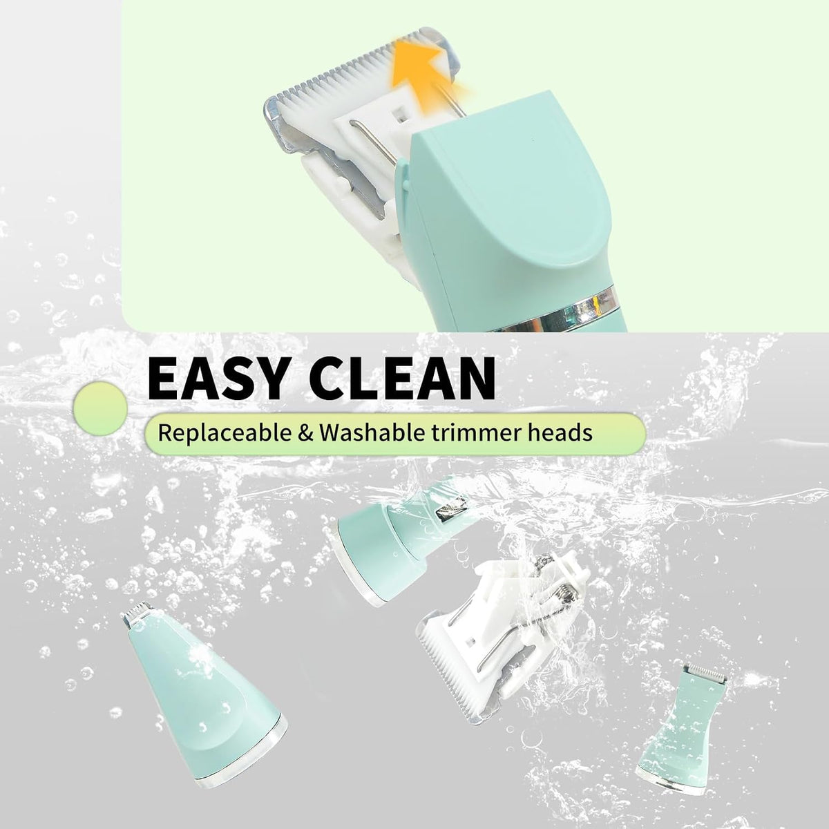 Dog Hair Clippers Grooming Kit and Paw Trimmer Nail Grinder Quiet,Dog Trimmer for Grooming,4-In-1 Rechargeable Cordless Low Noise Dog Shaver Grooming for Dogs Pets Cats(Green)