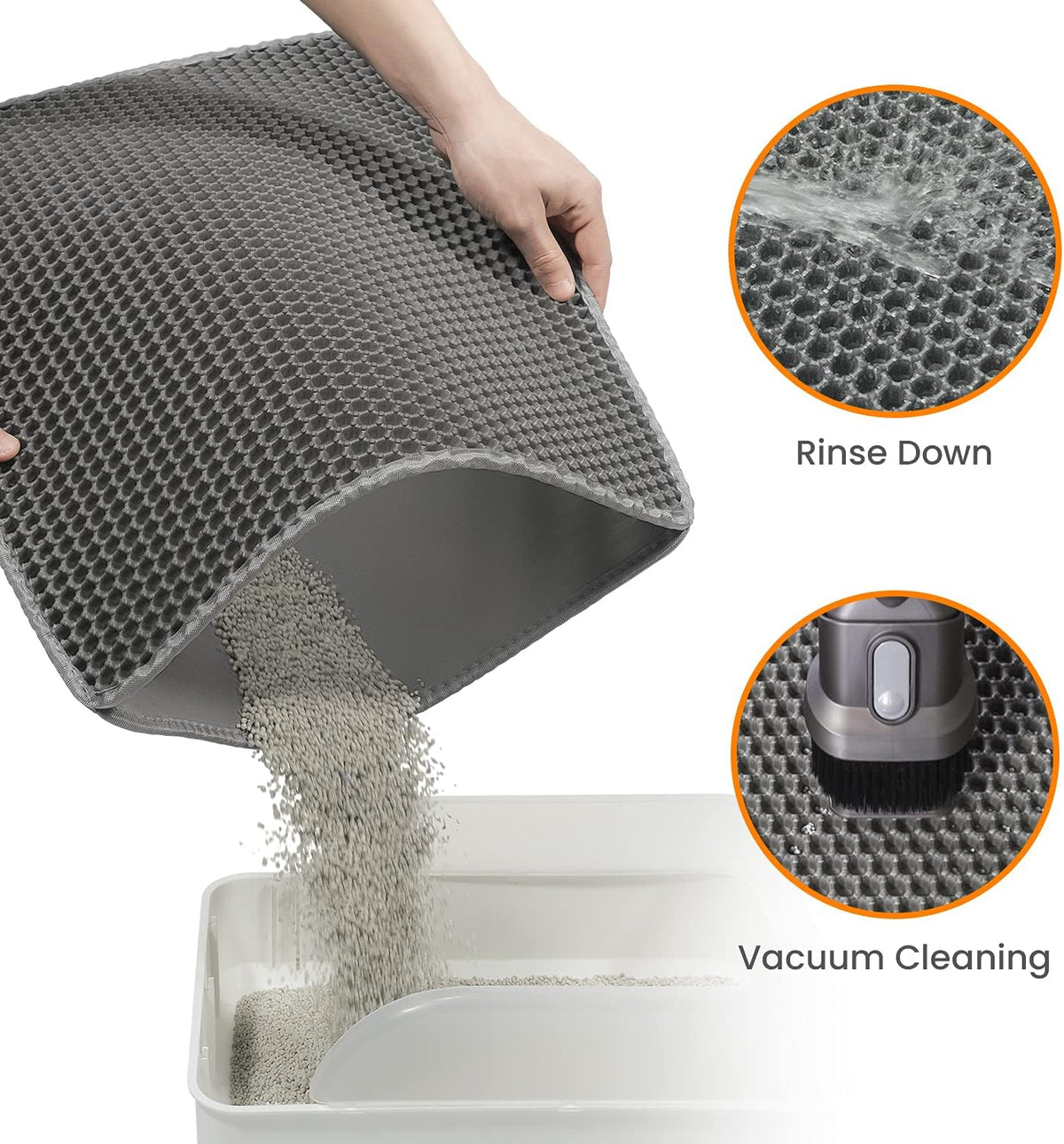 Cat Litter Mat Kitty Litter Trapping Mat 18” X17” Honeycomb Double Layer, Urine Waterproof, Easier to Clean, Litter Box Mat Scatter Control, Less Waste, Soft on Paws, Non-Slip