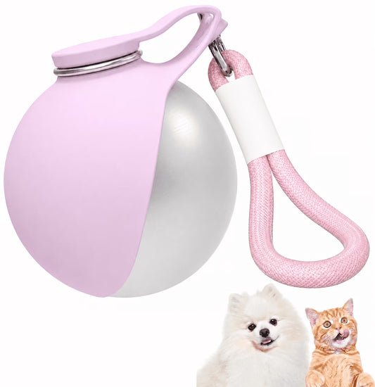 2 in 1 Portable Dog Water Bottle with Foldable Bowl, 10Oz Stainless Steel Pet Water Bottle for Dogs, Leak Proof Travel Dog Water Dispenser for Walking, Hiking, Camping & Travel