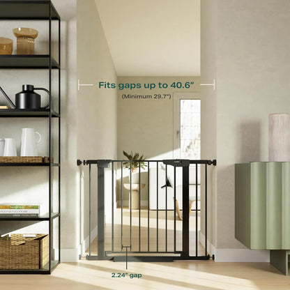 29.7-40.6" Baby Gate for Stairs, Mom'S Choice Awards Winner-Dog Gate for Doorways, Pressure Mounted Auto-Close Pet Gates for Dogs Indoor, Safety Child Gate with Easy Walk Thru Door, Black