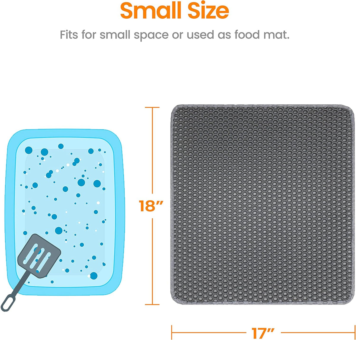 Cat Litter Mat Kitty Litter Trapping Mat 18” X17” Honeycomb Double Layer, Urine Waterproof, Easier to Clean, Litter Box Mat Scatter Control, Less Waste, Soft on Paws, Non-Slip