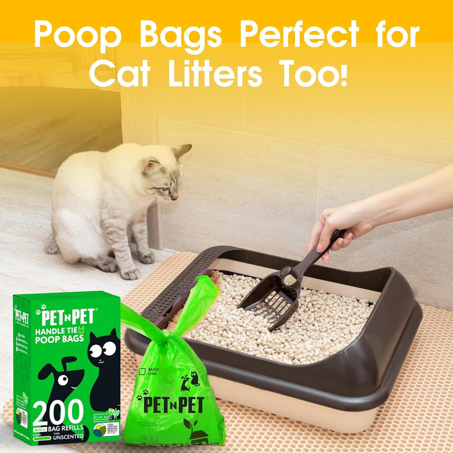 Poop Bags for Dogs, 200 Count, Unscented, Tie Handles Thick