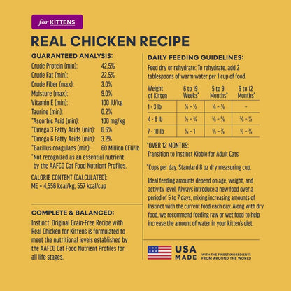 Original Kitten Dry Food, Raw Coated, Real Chicken, 4.5 Lb. Bag