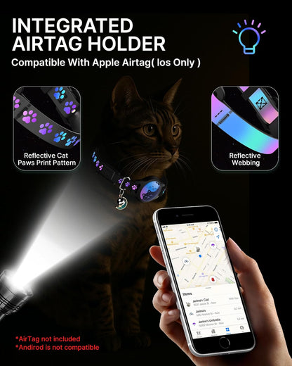 Airtag Cat Collar Breakaway, 2 Pack Cat Collar with Apple Airtag Holder