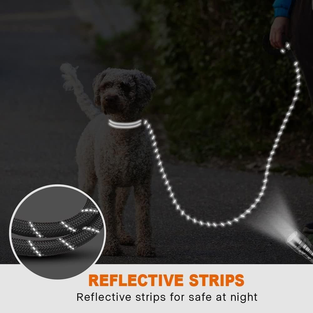 Rope Dog Leash for Small Medium Dogs, 5 FT Padded Handle, Grey