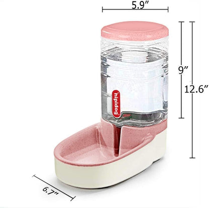 Automatic Cat Feeder Automatic Dog Water Dispenser 1 Gallon Double Bowl Design for Cats or Small Pets (Pink Water)