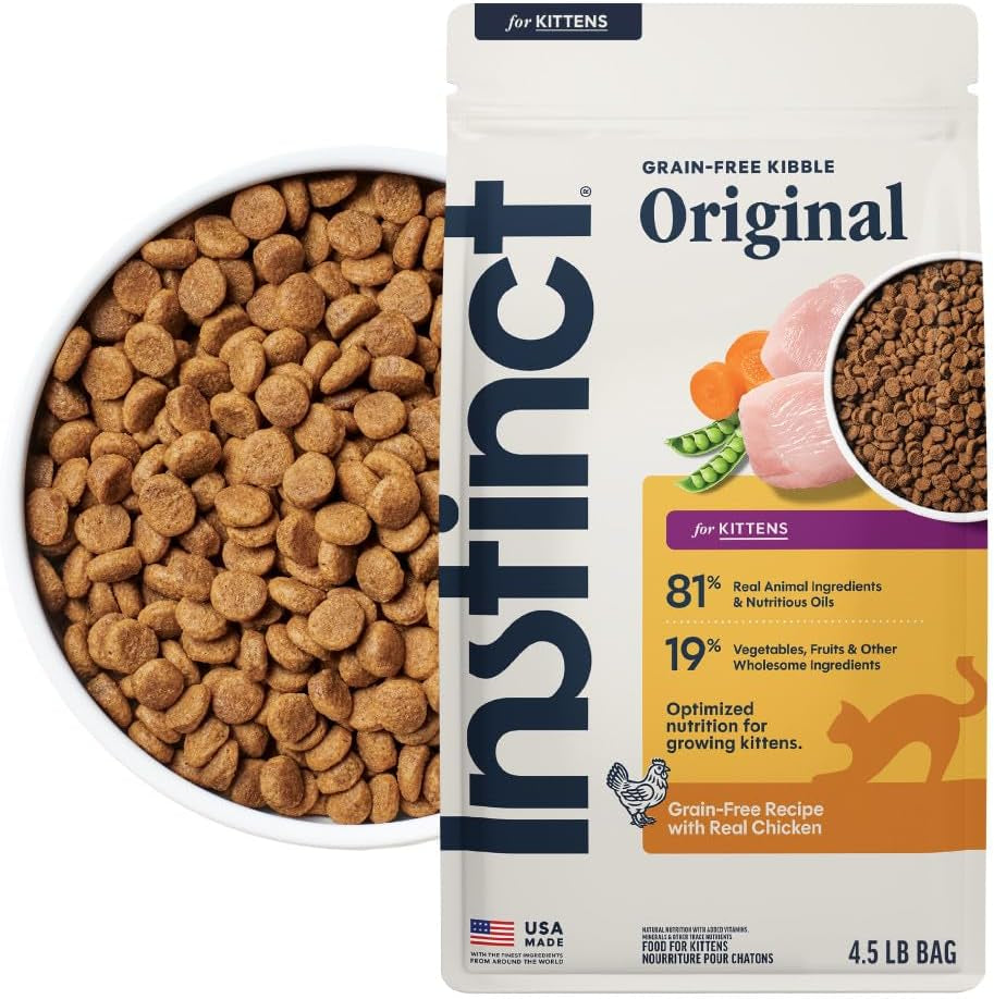 Original Kitten Dry Food, Raw Coated, Real Chicken, 4.5 Lb. Bag