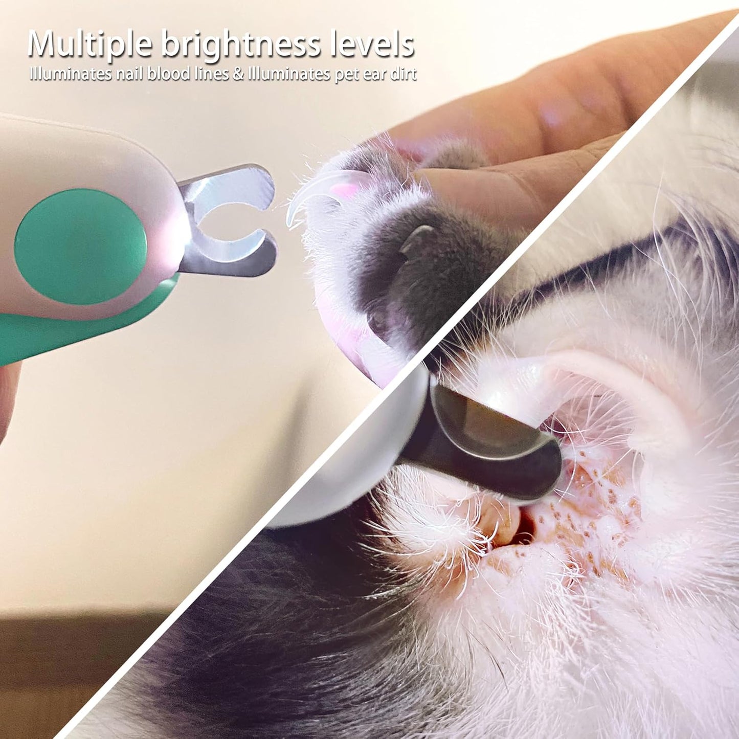 Pet Nail Clippers with LED Lights Cat Nail Clippers for Indoor Cats Nail Trimmer Clippers for Small Dog Nail Trimmers Cats Rabbits Nail Clippers Bird Kittens (Blue)