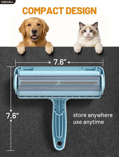 Pet Hair Removal Tool: Reusable Lint Roller for Pet Hair - Portable Pet Hair Remover - Dog and Cat Hair Remover for Couch, Bedding, Car, Rugs & Furniture, for Multi-Pet Homes (Blue)