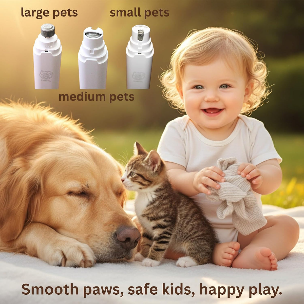 Dog Nail Grinder with LED Light – Quiet Rechargeable Pet Nail Trimmer for Small Medium Large Dogs & Cats, 2 Speed Electric Grinder, 3 Grinding Ports, Low Noise Grooming Tool ()