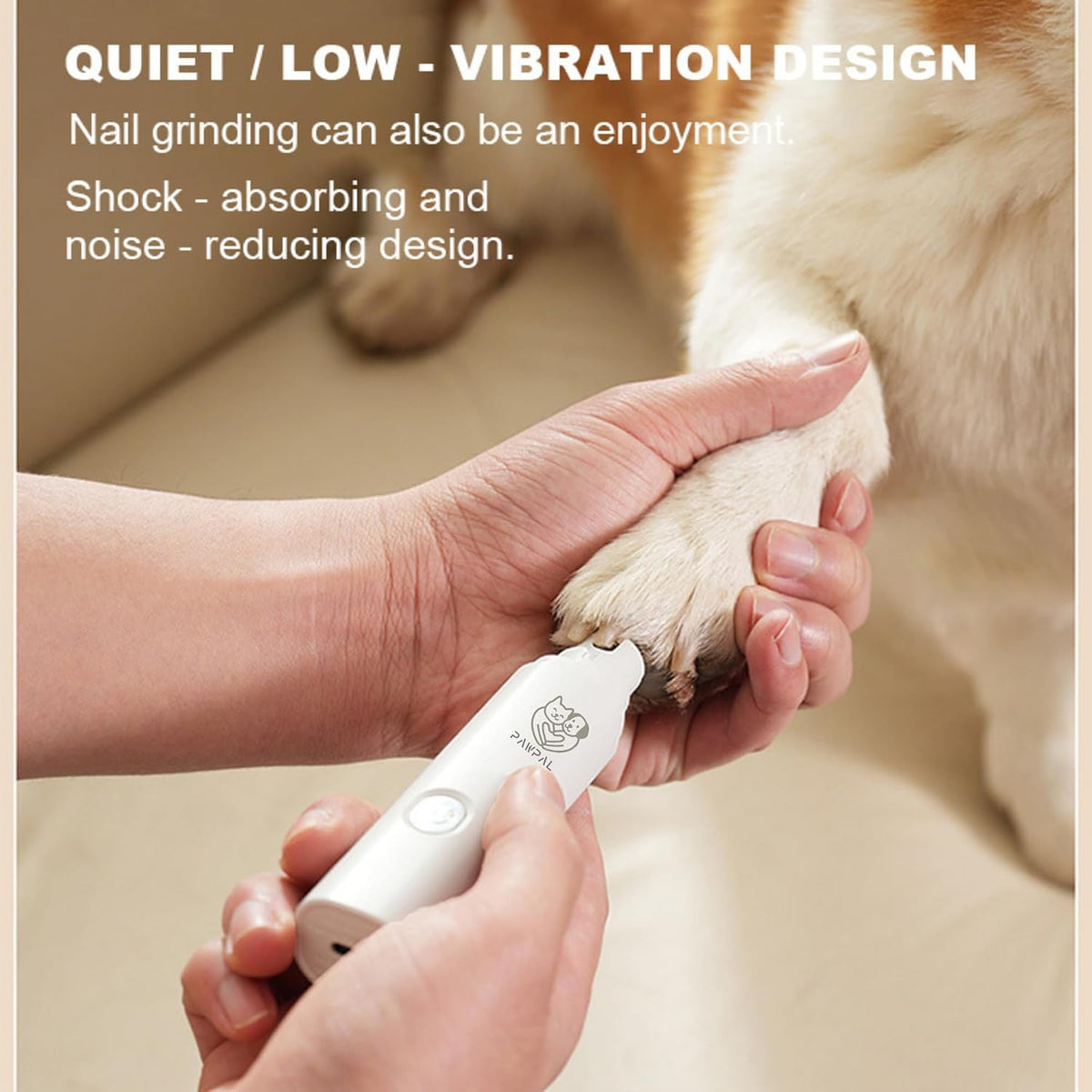 Dog Nail Grinder with LED Light – Quiet Rechargeable Pet Nail Trimmer for Small Medium Large Dogs & Cats, 2 Speed Electric Grinder, 3 Grinding Ports, Low Noise Grooming Tool ()