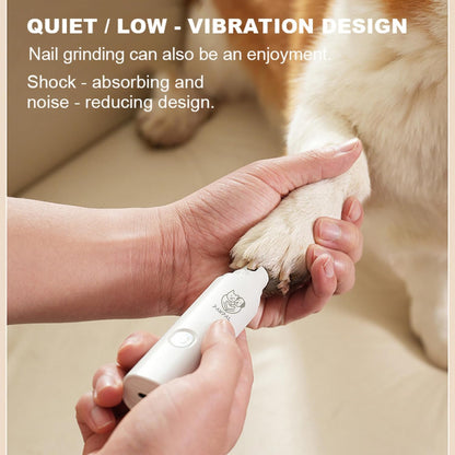 Dog Nail Grinder with LED Light – Quiet Rechargeable Pet Nail Trimmer for Small Medium Large Dogs & Cats, 2 Speed Electric Grinder, 3 Grinding Ports, Low Noise Grooming Tool ()